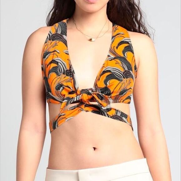 Paco Rabanne Floral Halter Crop Top size 6 NWT $395 - Picture 2 of 11